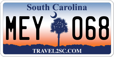 SC license plate MEY068
