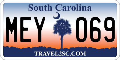 SC license plate MEY069