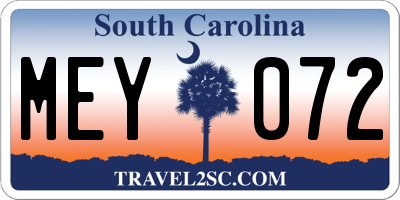 SC license plate MEY072