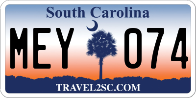 SC license plate MEY074