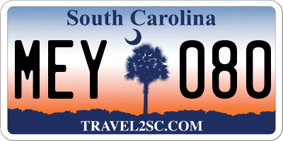 SC license plate MEY080