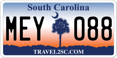 SC license plate MEY088