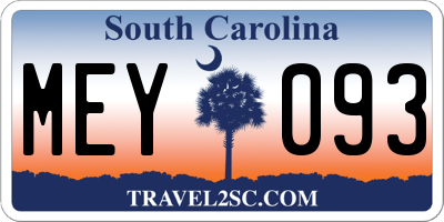 SC license plate MEY093