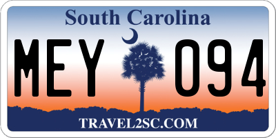SC license plate MEY094