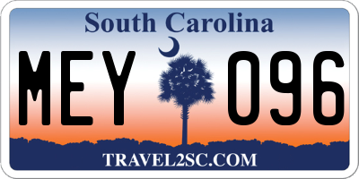 SC license plate MEY096