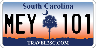 SC license plate MEY101
