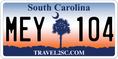 SC license plate MEY104