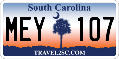 SC license plate MEY107