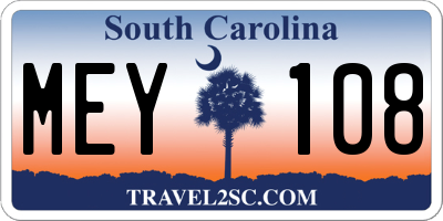 SC license plate MEY108