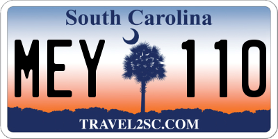 SC license plate MEY110