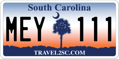 SC license plate MEY111