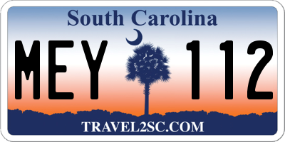 SC license plate MEY112