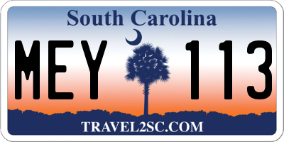 SC license plate MEY113