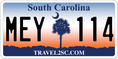 SC license plate MEY114