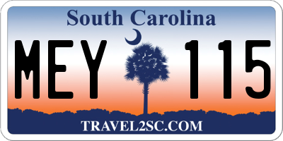 SC license plate MEY115