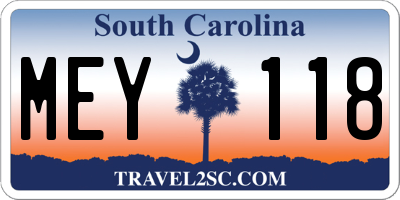 SC license plate MEY118