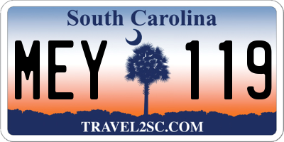 SC license plate MEY119