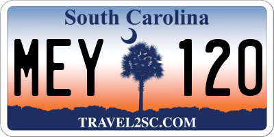 SC license plate MEY120