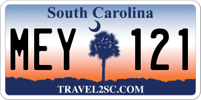 SC license plate MEY121