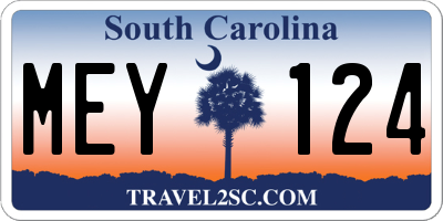 SC license plate MEY124