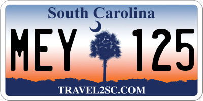 SC license plate MEY125