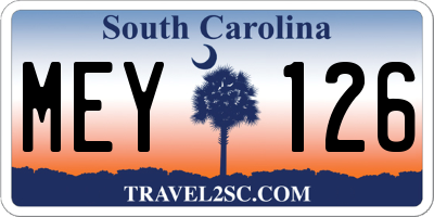 SC license plate MEY126