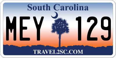 SC license plate MEY129