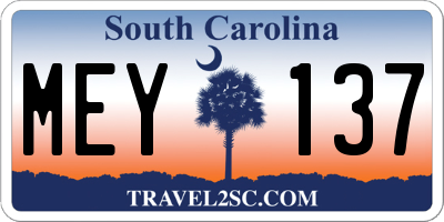 SC license plate MEY137