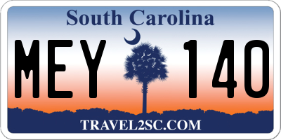 SC license plate MEY140