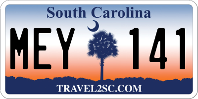 SC license plate MEY141