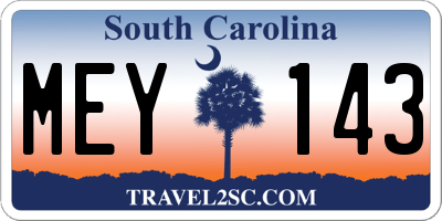 SC license plate MEY143