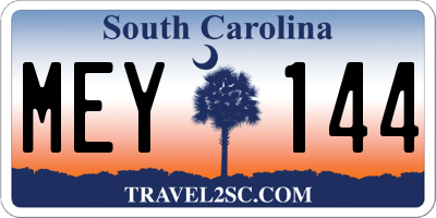 SC license plate MEY144