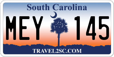 SC license plate MEY145
