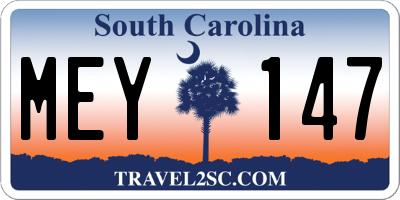 SC license plate MEY147