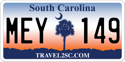SC license plate MEY149