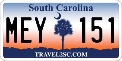 SC license plate MEY151