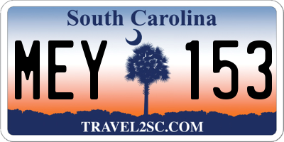 SC license plate MEY153