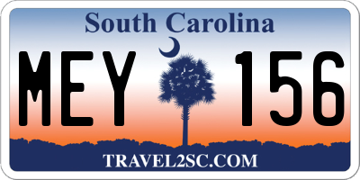 SC license plate MEY156