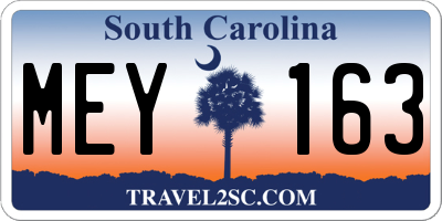 SC license plate MEY163