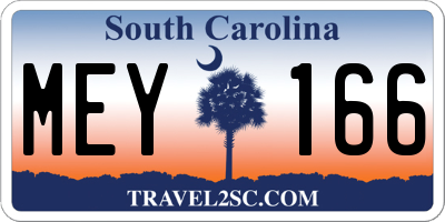 SC license plate MEY166