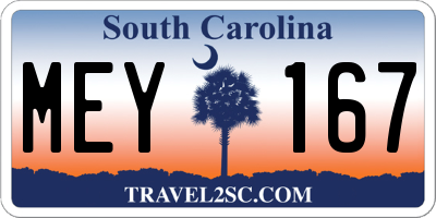 SC license plate MEY167