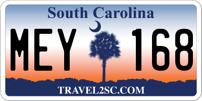 SC license plate MEY168