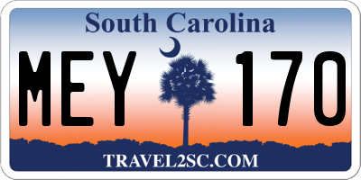SC license plate MEY170