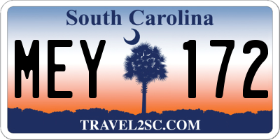 SC license plate MEY172