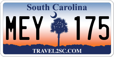 SC license plate MEY175