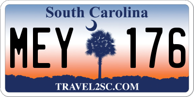 SC license plate MEY176