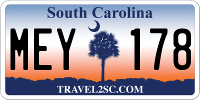 SC license plate MEY178