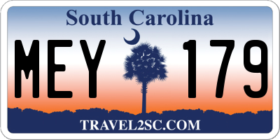 SC license plate MEY179
