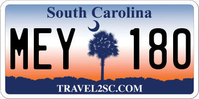 SC license plate MEY180