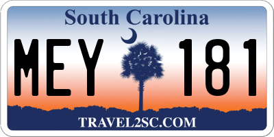 SC license plate MEY181